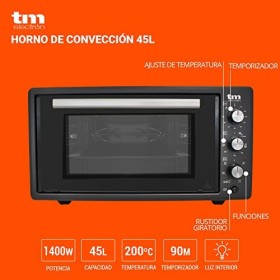TM Electron TMPHO045 Four à convection de table, 6 fonctions, capacité de 45 litres, minuterie 90 minutes, température réglab