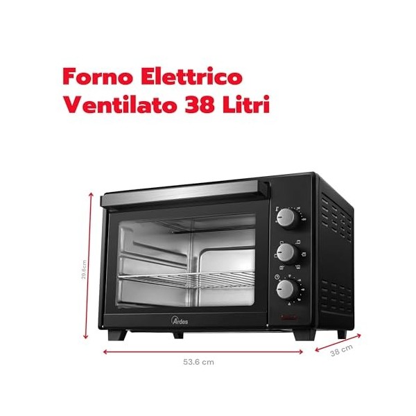 ARDES - AR6238B Four Électrique Ventilé 38 Litres Four Électrique 6 Fonctions de Cuisson Four Électrique Ventilé Minuterie Do