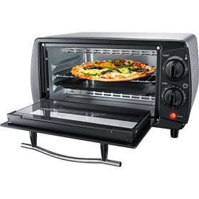 Steba Mini four, 9 l, boîtier en acier inoxydable brossé, régulateur de température jusquà 230 °C, profondeur de pizza jusqu