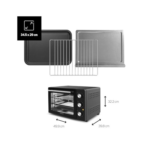 Taurus - Four Électrique Horizon 30 | 1500W | 30L | 5 Modes de Cuisson | Minuterie 90 Min | Convection & Gril | Accessoires I