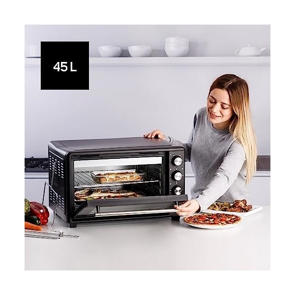 Taurus - Four Électrique Horizon 45 | 2000W | Capacité 45L | 15 Modes de Cuisson | Minuterie 90 Min | Système Stay On | Sécur