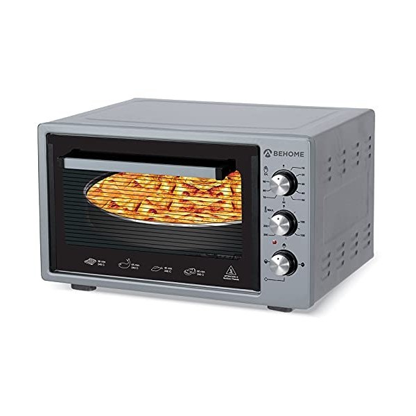 Behome Four électrique 38 litres ventilé | autonettoyant, émaillé, température jusquà 320 °, double verre avec lumière intér