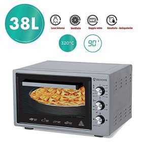 Behome Four électrique 38 litres ventilé | autonettoyant, émaillé, température jusquà 320 °, double verre avec lumière intér