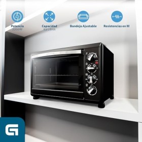 Grunkel - Four électrique multifonction de bureau de 38 l avec 3 fonctions de chaleur et sélecteur de température jusquà 230