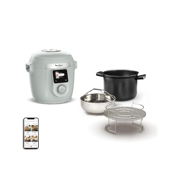 Moulinex Cookeo Wi-Fi 10-en-1, Multicuiseur, 10modes de cuisson, Cuisson sous pression, Etapes détaillées, CE96G810 + Extra C