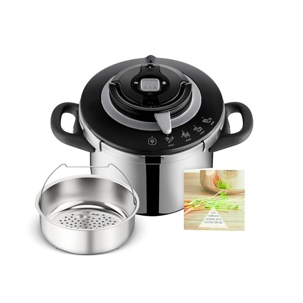 SEB Clipso+ CHEF 6L, Cocotte-minute, 4-6 personnes, Induction, 4programmes de cuisson, Cuisson rapide, Ouverture et fermeture