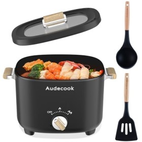 Audecook Cocotte Électrique, Mini Cuiseur Portable 2,5 L, Cuiseur Multifonctionnel Antiadhésif pour 1-3 Personnes, Cuisinière