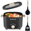 Audecook Cocotte Électrique, Mini Cuiseur Portable 2,5 L, Cuiseur Multifonctionnel Antiadhésif pour 1-3 Personnes, Cuisinière