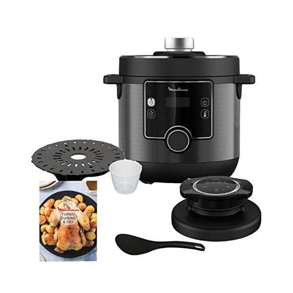 Moulinex CE7788 Turbo Cuisine et Fry Multicuiseur, Couvercle Turbo-Crisp multifonction, 15 programmes automatiques, Cuisson s