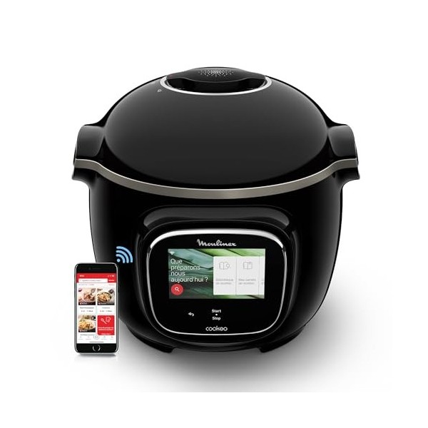Moulinex Cookeo Touch Wifi Multicuiseur intelligent, Cuve 6 L, Haute pression, Guide pas à pas, 250 recettes intégrées, Appli