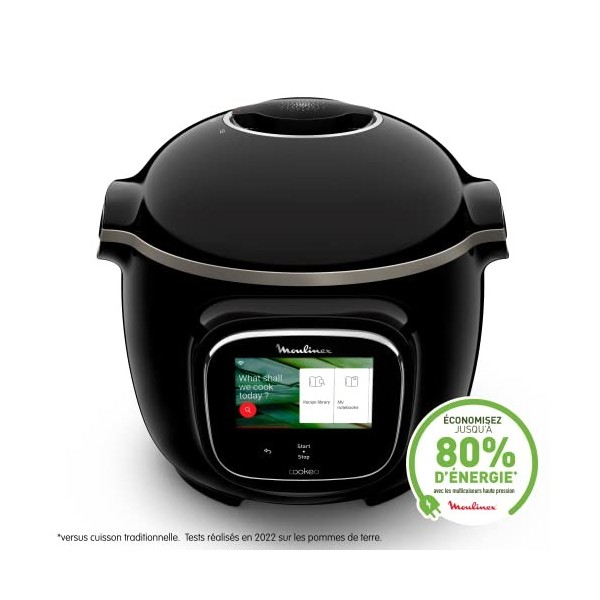 Moulinex Cookeo Touch Wifi Multicuiseur intelligent, Cuve 6 L, Haute pression, Guide pas à pas, 250 recettes intégrées, Appli