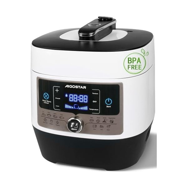 Aigostar Panda 30HGZ - 6 L Cocotte-minute multifonctions, 1000 W Fast Multicuiseur, 14 programmes automatiques, Minuterie 24 