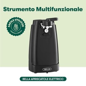 BELLA Ouvre-boîte électrique, ouvre-boîte automatique, aiguiseur de couteaux et décapsuleur durable, lame en acier inoxydable