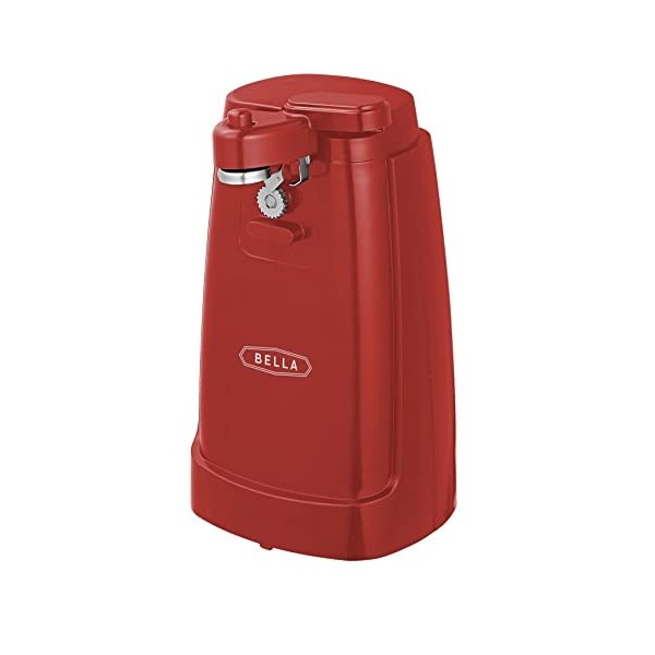 BELLA Ouvre-boîte Électrique et Aiguiseur de Couteaux, Ouvre-bocal et Décapsuleur Multifonction avec Levier de Coupe Amovible