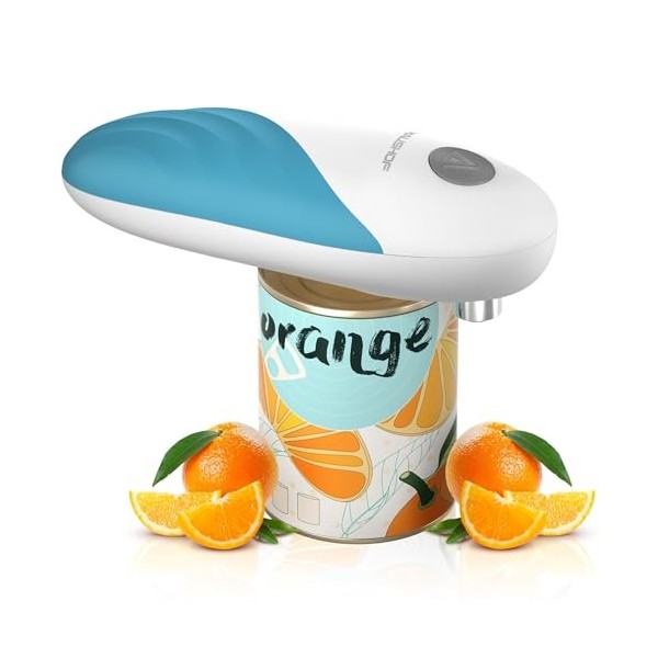 HAUSHOF Ouvre-Boîte Electrique à Bord Lisse One Touch, Ouvre-Bocal Automatique Avec Fonction Démarrage & Arrêt Automatique à 