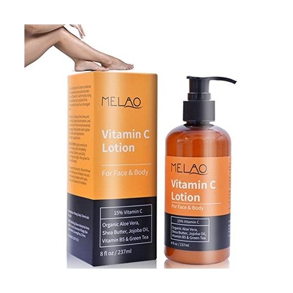 237 ml de crème de vitamine C pour le corps et le visage pour les soins, la réparation et lhydratation de la peau