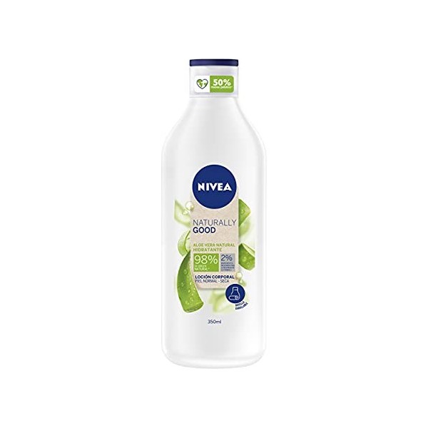 NIVEA Naturally Good Loción Corporal Aloe Vera Hidratante Piel Normal Y Seca, Estándar, Almond, 350 Mililitro