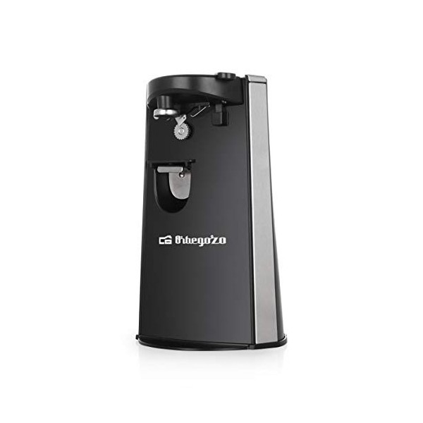 Orbegozo CU 6500 - Ouvre-boîtes électrique, y compris décapsuleur et aiguiseur de couteaux, allumage automatique par pression