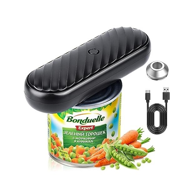 JEEWHEET Ouvre-boîte électrique, ouvre-boîte automatique One Touch, ouvre-boîte rechargeable, avec lame remplaçable, pas de b
