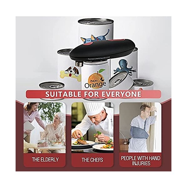 Ouvre-boîte électrique, ouvre-boîte électrique, pour cuisine, chefs, restaurant, femmes, arthrite et personnes âgées, sûr et 