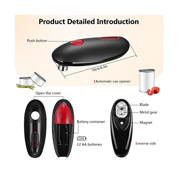 Ouvre-boîte électrique, ouvre-boîte automatique à une touche, rotation et arrêt automatiques à 360 °, ouvre-boîte de cuisine 