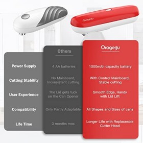 Ouvre-boîte électrique, Oragerju Ouvre-boîte rechargeable pour les mains arthritiques, Ouverture à une touche, Ouvre-boîte au