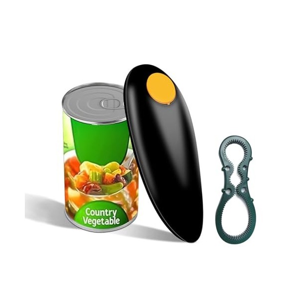 Ouvre-boîte électrique, ouvre-boîte automatique avec bords lisses et bouton marche/arrêt à une touche, pour mains arthritique