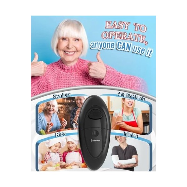 Ouvre-boîte électrique, ouvre-boîte automatique à une touche avec bord lisse, ouvre-boîte portable à piles pour toutes les ta