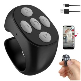 Audasi Bague Télécommandée Tiktok Télécommande Bluetooth sans Fil Fingertip Ring Finger Scroller Page Turner Rechargeable Ann