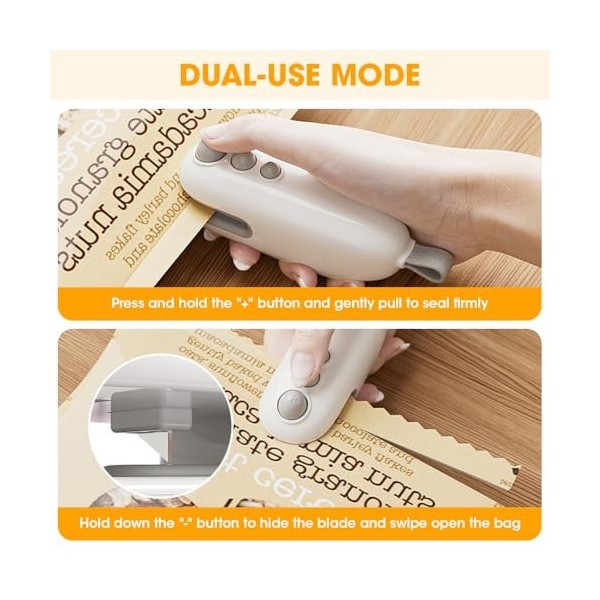 KBIBCK Mini Ferme-Poche Rechargeable, Portable Scelleuse, Machine À Sceller Les Sacs À Copeaux, Convient Aux Aliments de Cuis