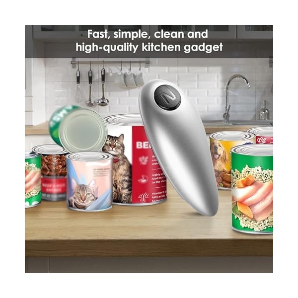 Zjyufy Ouvre-boîte électrique, ouvre-boîte automatique, ouvre-boîte électrique, bord lisse, mains libres, ouvre-boîte automat