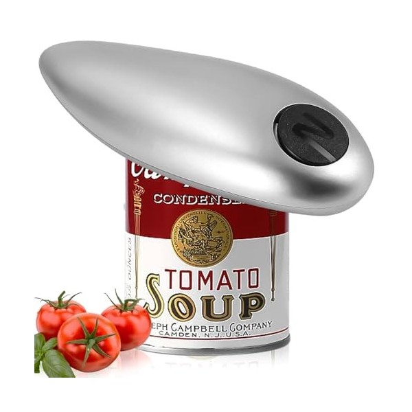 Yulado Electrique Ouvre Boite De Conserve, Sans Bord Tranchant, Une Seule Touche, Ouvre-Boîte Portable En Argent, Mains Libre