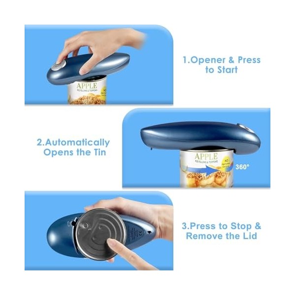 Ouvre-boîte électrique mains libres pour larthrite avec interrupteur à une touche pour la cuisine, les personnes âgées, les 