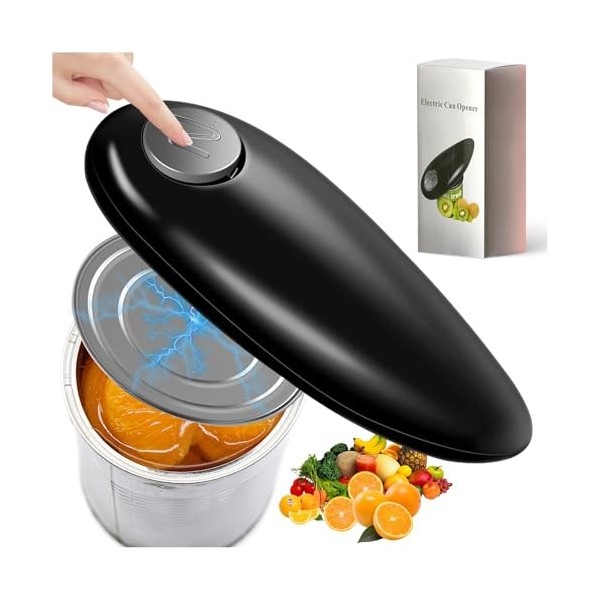 Ouvre-boîte électrique Une Seule Touche Ouvre Boite de Conserve Sans Bord Tranchant Rotation automatique à 360° et arrêt auto