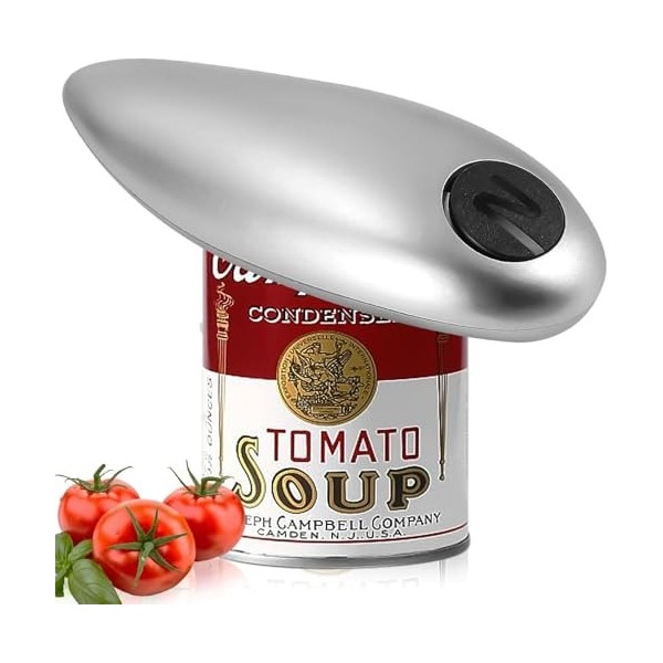 Electrique Ouvre Boite De Conserve, Sans Bord Tranchant, Une Seule Touche, Ouvre-Boîte Portable En Argent, Mains Libres, Pour