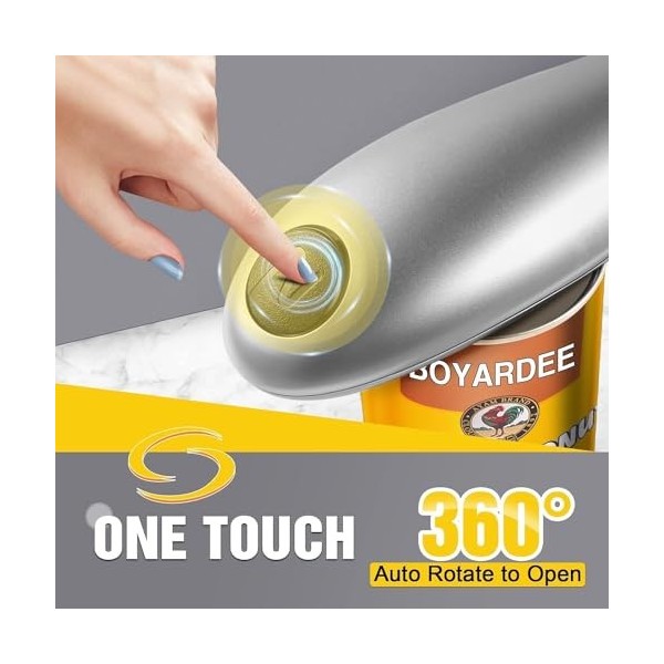 YUET Ouvre-boîte électrique, Gadget Cuisine et Utile, Bords lisses, Ouvre-Bocal Automatique Mains Libres avec Moins pour les 
