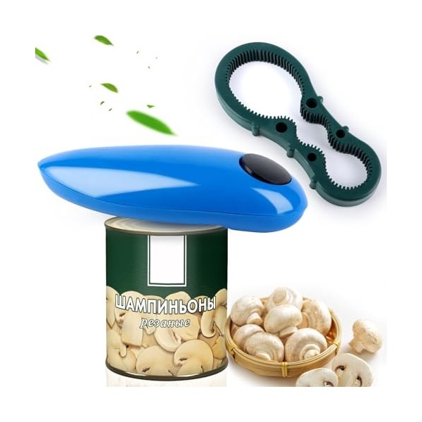 Ouvre-Boîte Electrique à Bord Lisse One Touch, Ouvre-Boîte Automatique Sans Fil pour Arthrite, Ouverture Facile de Toute Tail