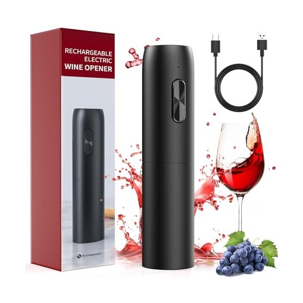 Tire bouchon electrique rechargeable, ouvre bouteille electrique cadeau homme femme vec câble de chargement USB, décapsuleur 