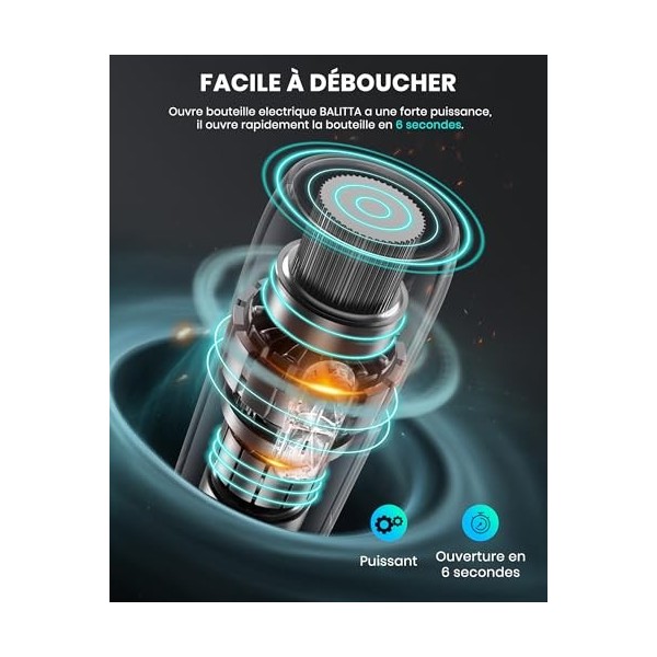 Tire bouchon electrique rechargeable avec socle de recharge, ouvre bouteille electrique 6 en 1 cadeau homme femme avec bec ve