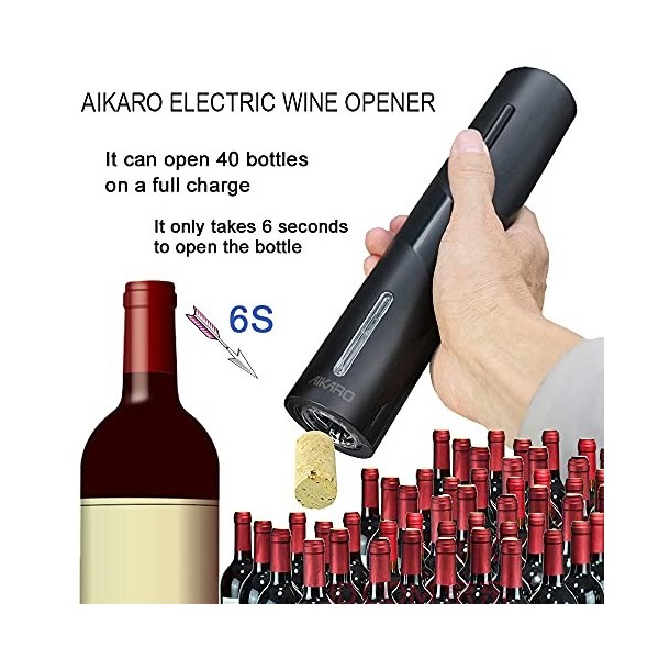 AIKARO - Ouvre Bouteille Electrique Tire Bouchon Screwpull Automatique, Rechargeable Kit 