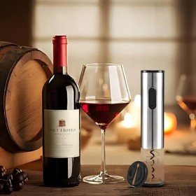 Tire-bouchon électrique avec coupe capsules - professionnel - Ouvre-bouchon - Décapsuleur électrique - Tire-bouchon - cadeaux