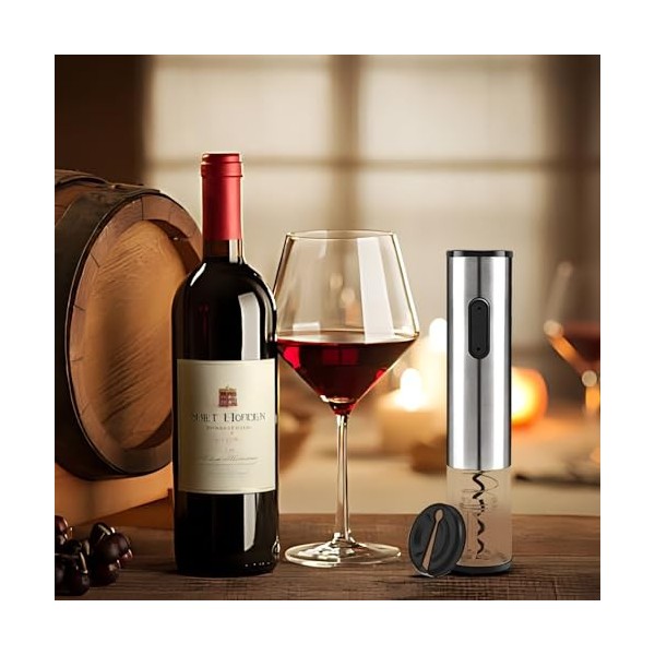 Tire-bouchon électrique avec coupe capsules - professionnel - Ouvre-bouchon - Décapsuleur électrique - Tire-bouchon - cadeaux