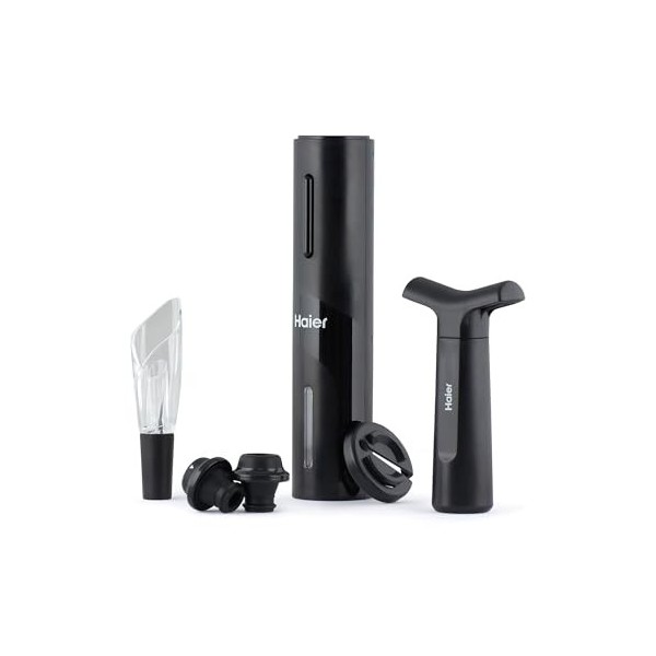 Haier Set de Sommelier - Comprenant un Ouvre-Bouteille Electrique Rechargeable - un Aérateur de vin et un bec Verseur Anti-Go