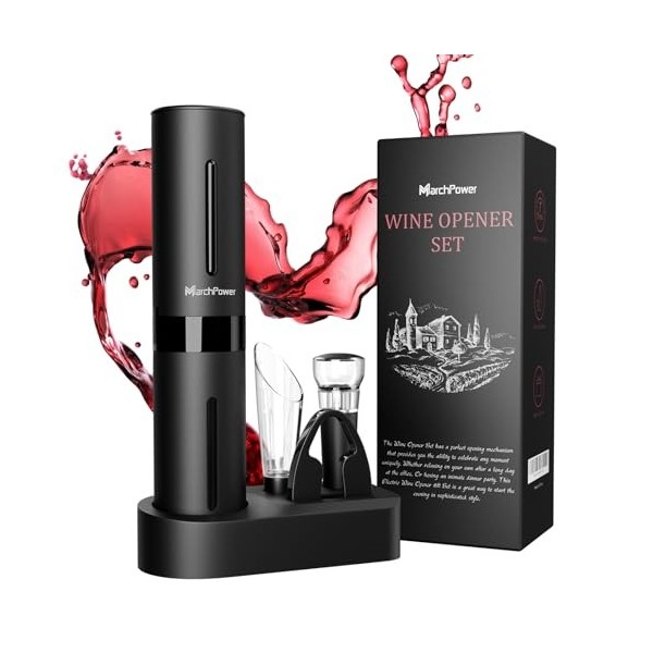 Marchpower Tire bouchon Électrique -7s Une Clé pour Ouvrir- 6 en 1 Ouvre-Bouteille de Vin Électrique Tire Bouchon Professionn