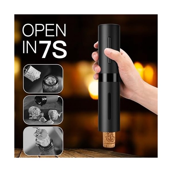 Marchpower Tire bouchon Électrique -7s Une Clé pour Ouvrir- 6 en 1 Ouvre-Bouteille de Vin Électrique Tire Bouchon Professionn
