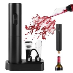 Tire Bouchon Électrique - Ouvre Bouteille Électrique, Tire Bouchon Automatique avec Coupe-Capsule, Verseur Aérateur de Vin, B