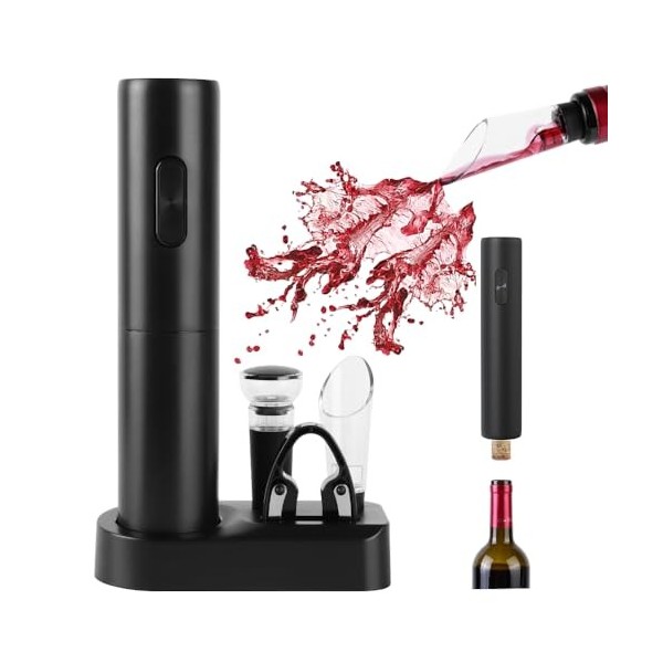 Tire Bouchon Électrique - Ouvre Bouteille Électrique, Tire Bouchon Automatique avec Coupe-Capsule, Verseur Aérateur de Vin, B