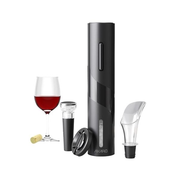 AIKARO - Ouvre Bouteille Electrique Tire Bouchon Screwpull Automatique, Alimenté Par Pile Kit 