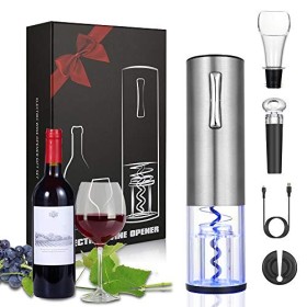 Anpro Tire Bouchon Electrique 5 en 1 sans-Fil, Ouvre-Bouteille Automatique Coupe-Capsule Chargeur USB Verseur-Aérateur Boucho