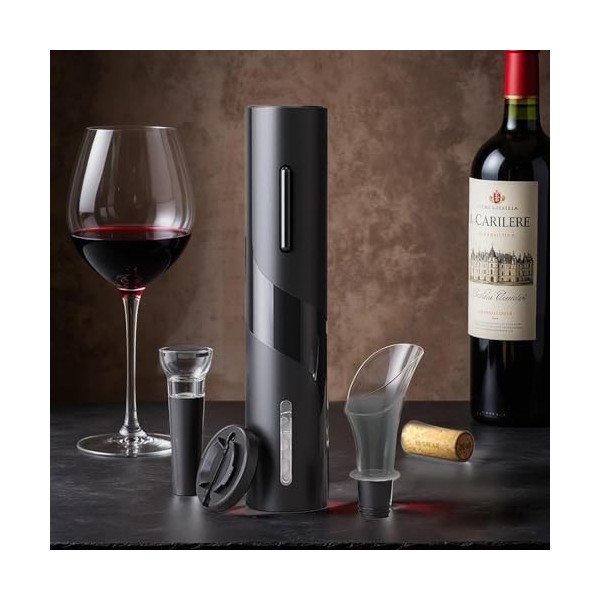 Set Tire-bouchon électrique coupe capsule, verseur et bouchon à vin vide - Tire-bouchon électrique professionnel - Tire-bouch